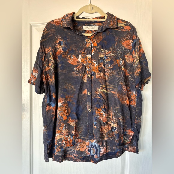 Free People Tops - Free People Share Good Vibes Button Front Short Sleeve Shirt Size Small
